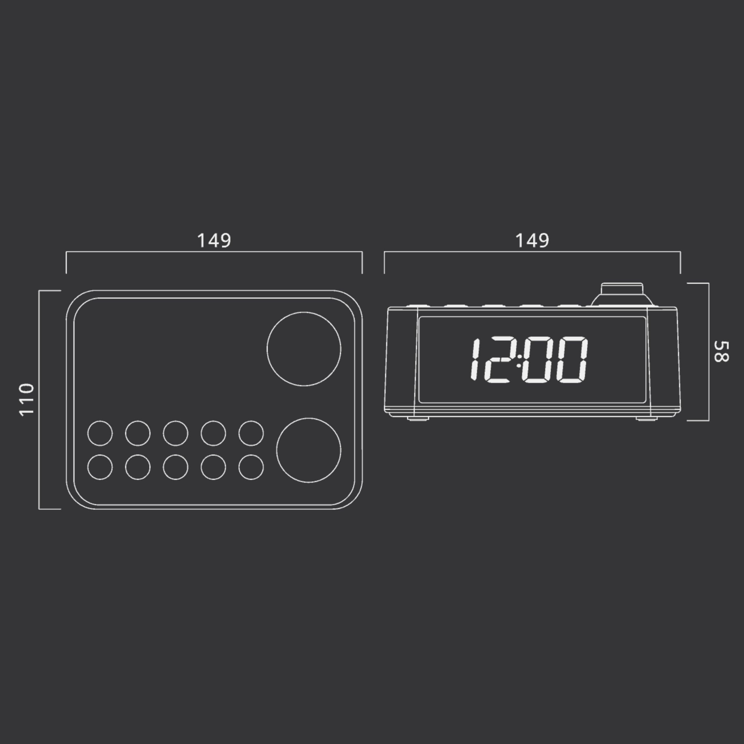 Muse M-178 P Radio-réveil Heure Projetée Noir