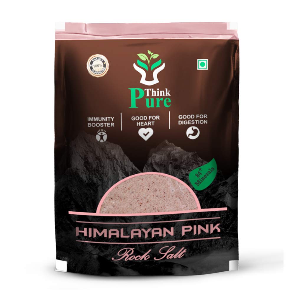 Think Pure Himalayan Pink Salt/Pink Himalayan Rock Salt Powder/Sendha Namak/Vrat ka Namak/Lahori Namak | 1 kg Pouch [ Pack of 2 ] 80+ Minerals for Detox | 100% Natural, Unrefined, No-preservatives |