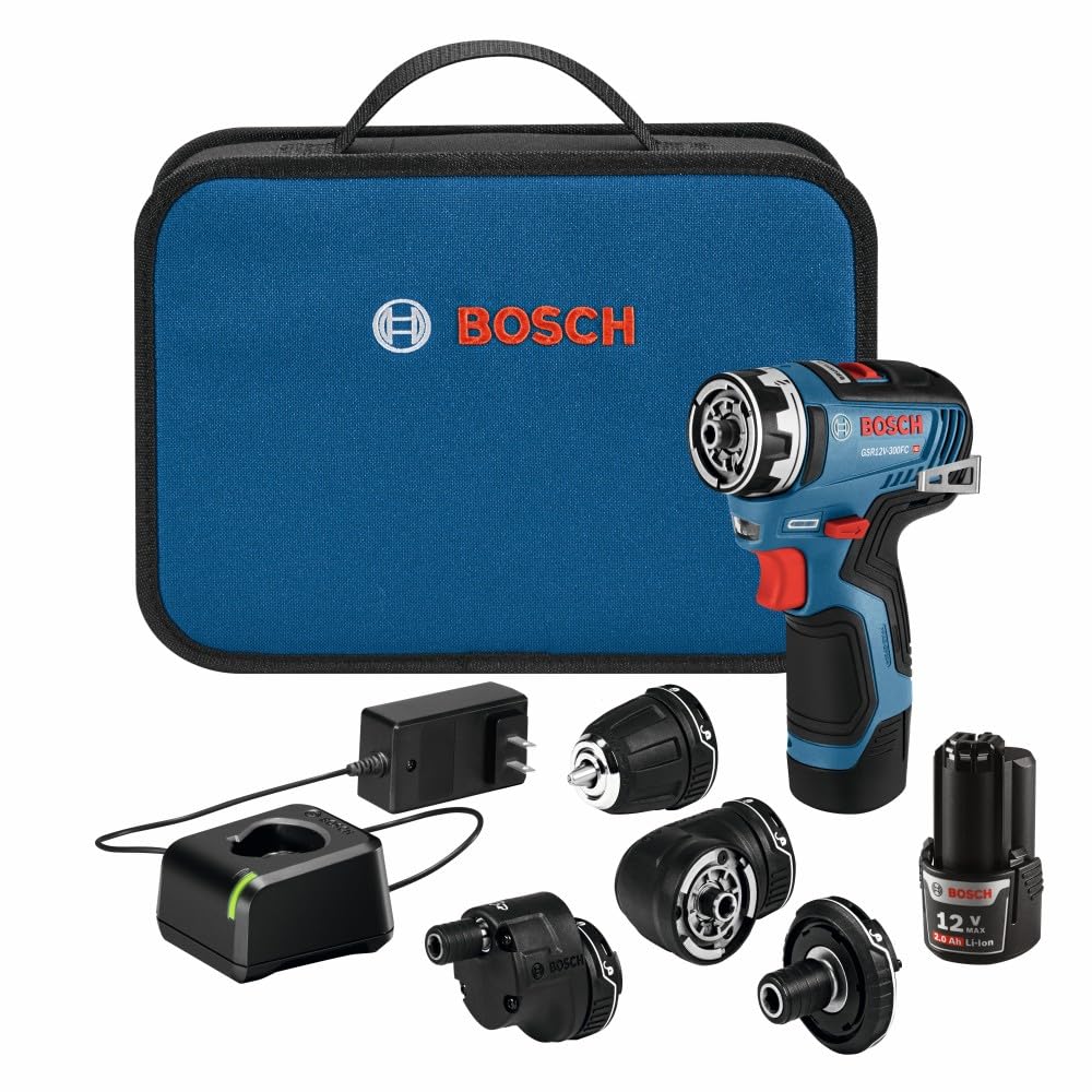 Bosch GSR12V-300FCB22 12V Max Drill/Driver with 5-In-1 Flexiclick® System with (2) 2.0 Ah Batteries