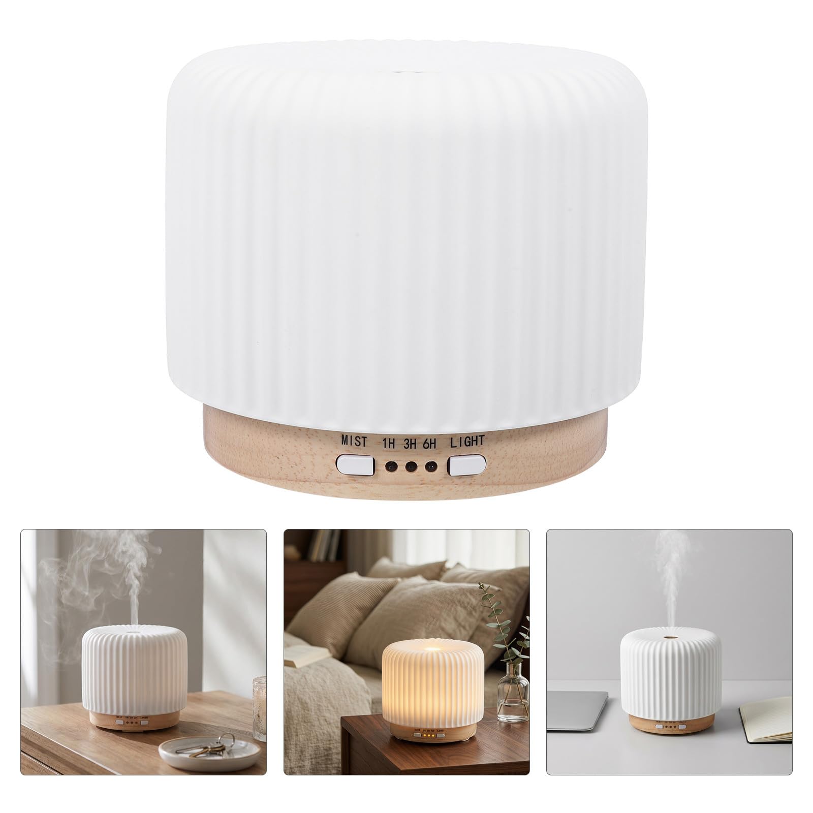 ULTECHNOVO Diffusore di Oli Essenziali e Umidificatore 220ml con Tecnologia a Vapore Silenziosa in Materiale e Legno, per Stanza da Dormire e Spa