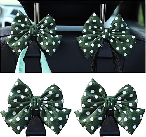 Miniatura 8 de Mandark 2 piezas de ganchos para reposacabezas de asiento de automóvil, lindos ganchos de arco para bolsos y bolsas, accesorios de decoración