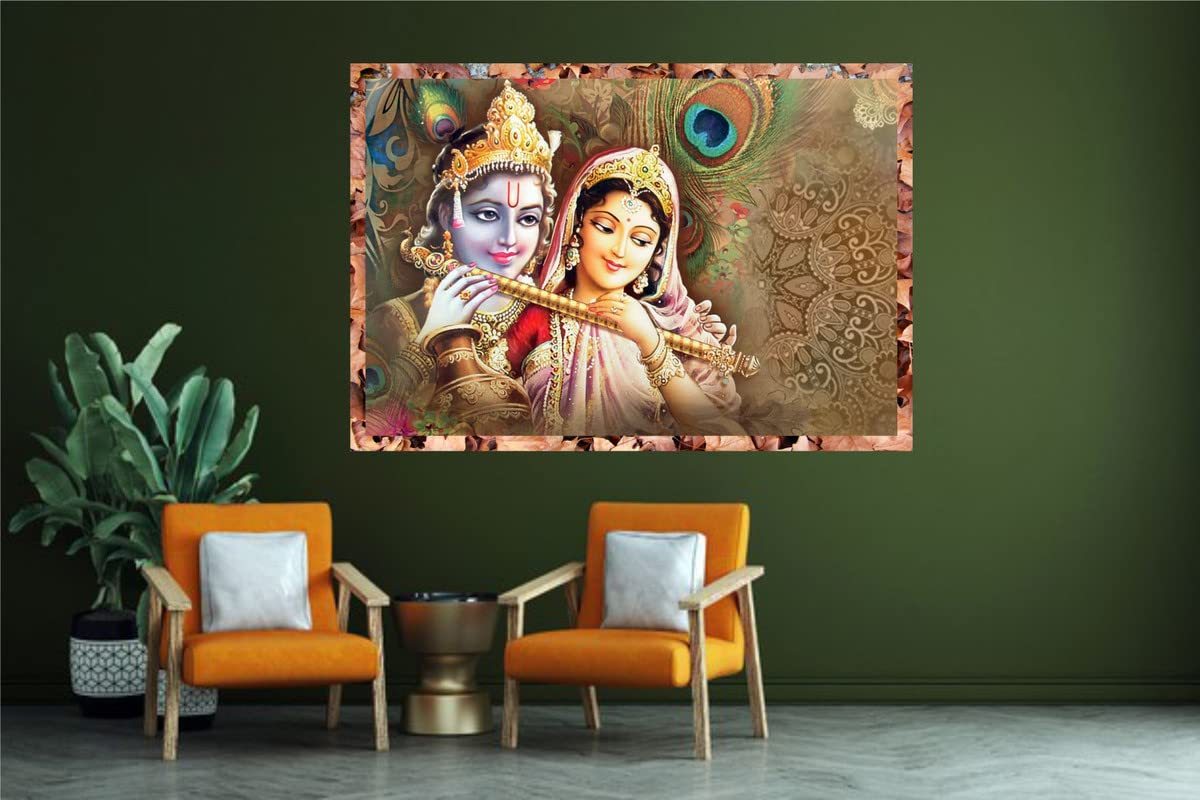 Beautiful Radhe Krishna in Morpankh Poster Wall Sticker