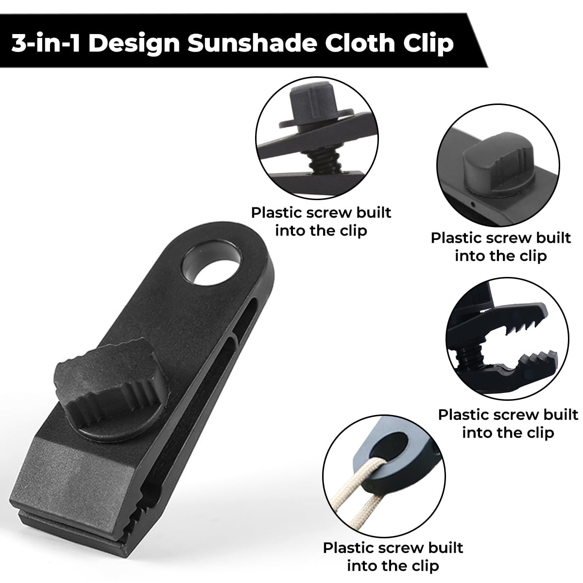 24 Pcs Clip de Tente Bâche avec 12x Pince pour bache et 12x Tendeur Corde Elastique, Pince a oeillet pour bache Camping Accessoires pour Tentes, bache Piscine, Bâches, Auvents, Gazebos Tente