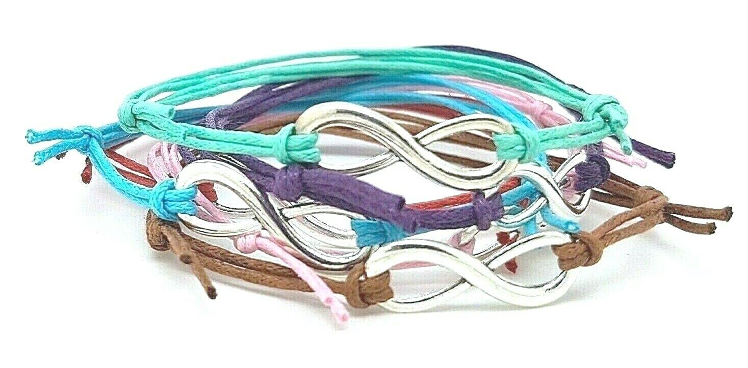 Infinity Tibetan Silver Charm Cord Friendship Wish Bracelet