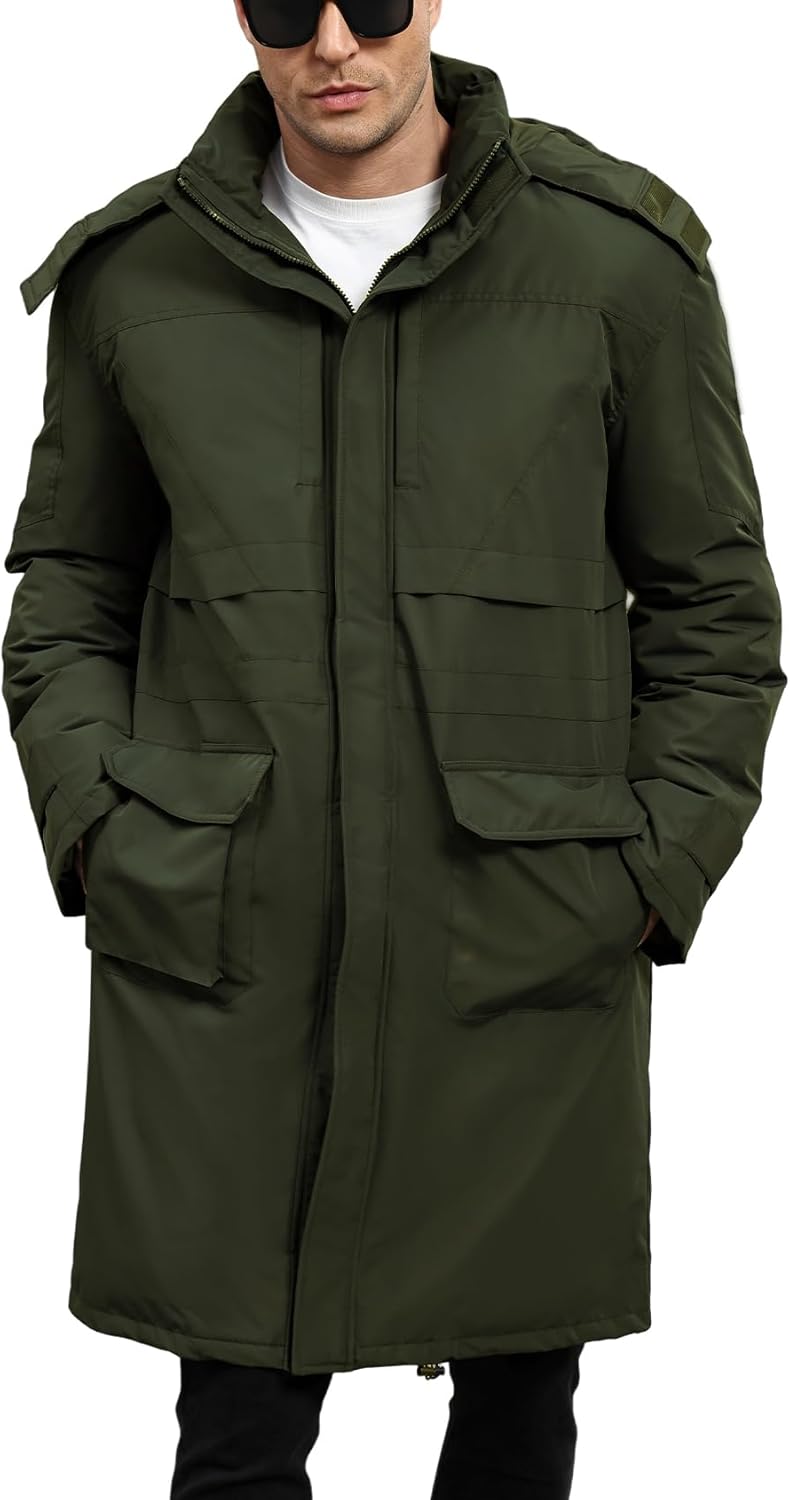 Wyeysyt Mens Long Winter Coats Parka Warm Hooded Quilted Puffer Jacket Thicken Water-Resistant Heavy Outerwear