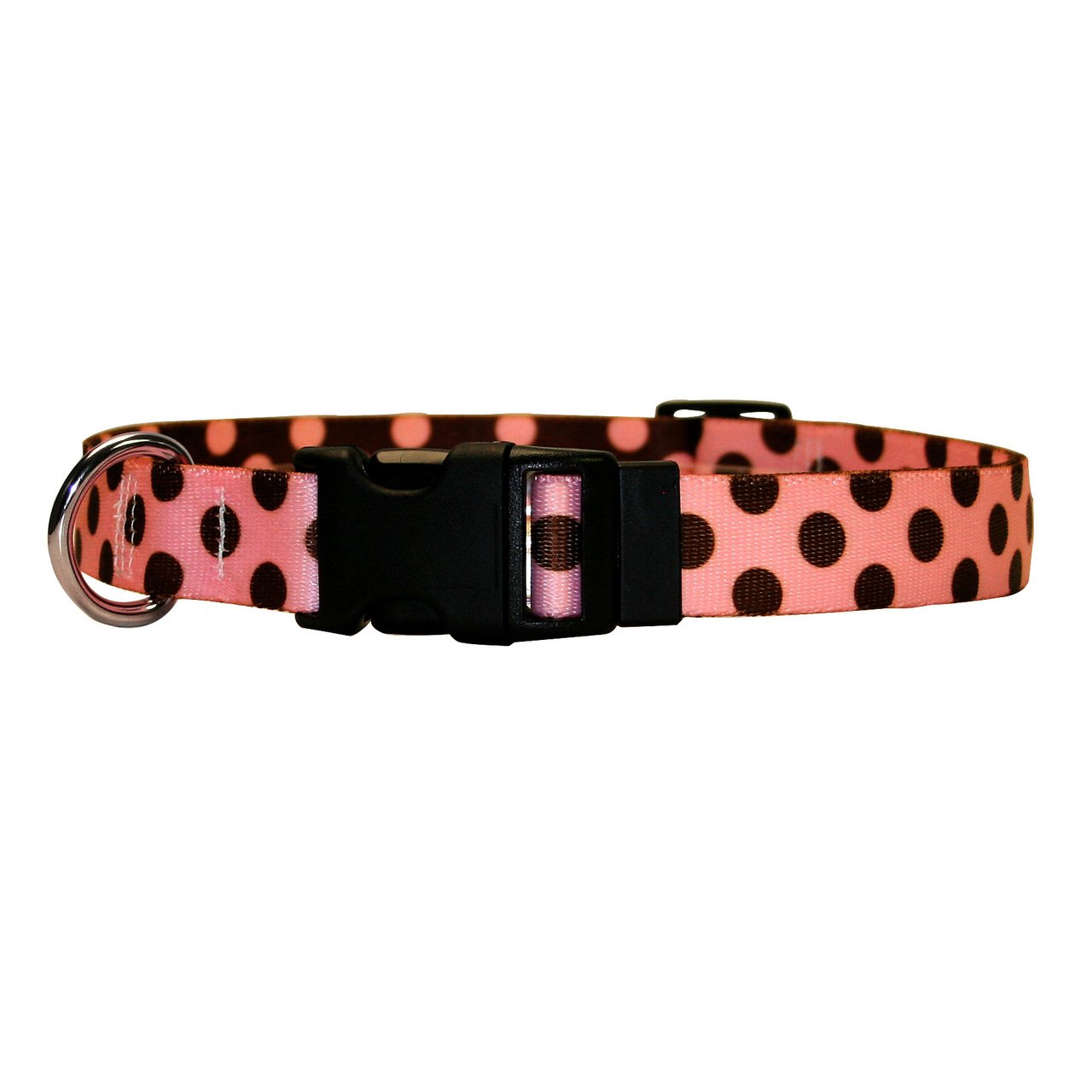 Yellow Dog Design Standard Easy-Snap Collar, Pink/Brown Polka Dot, Cat 8" - 12"