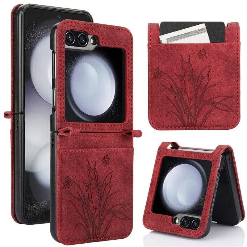 Étui pour Galaxy Z Flip 4 rouge protégeant l'écran avec rabat