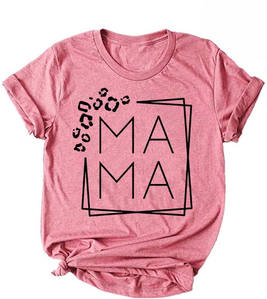 Mom Shirts for Women Cute Boy Girl Mama T Shirts Casual Short Sleeve Graphic Tee Tops
