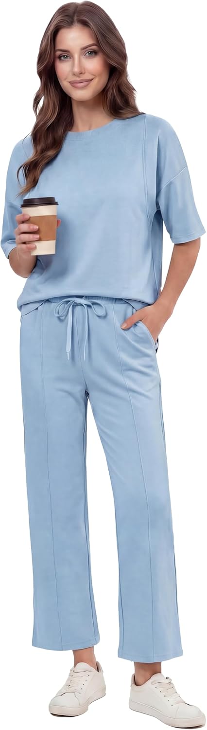 LUBOT 2026 Two Piece Sets for Women Lounge Sets Summer Travel Vacation Airport Outfits Matching Casual Cruise Beach