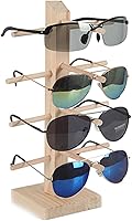 Vista 6 de TANG SONG Soporte de exhibición de lentes de madera maciza para gafas de sol, estante de exhibición de lentes de madera, escaparate doble de lino