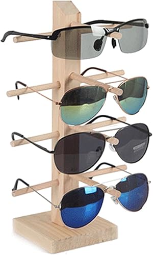 Miniatura 6 de TANG SONG Soporte de exhibición de vidrio de madera maciza Soporte de exhibición de gafas de sol Estante de exhibición de vidrio de madera doble