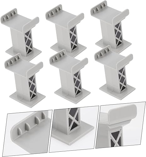 Miniatura 4 de Toyvian 6 unids tren Pier Track Toy Accessories Toy Train Bridge Tren Accesorios de juguete Tren Vía ferroviaria Soportes Tren Bloques de Soporte