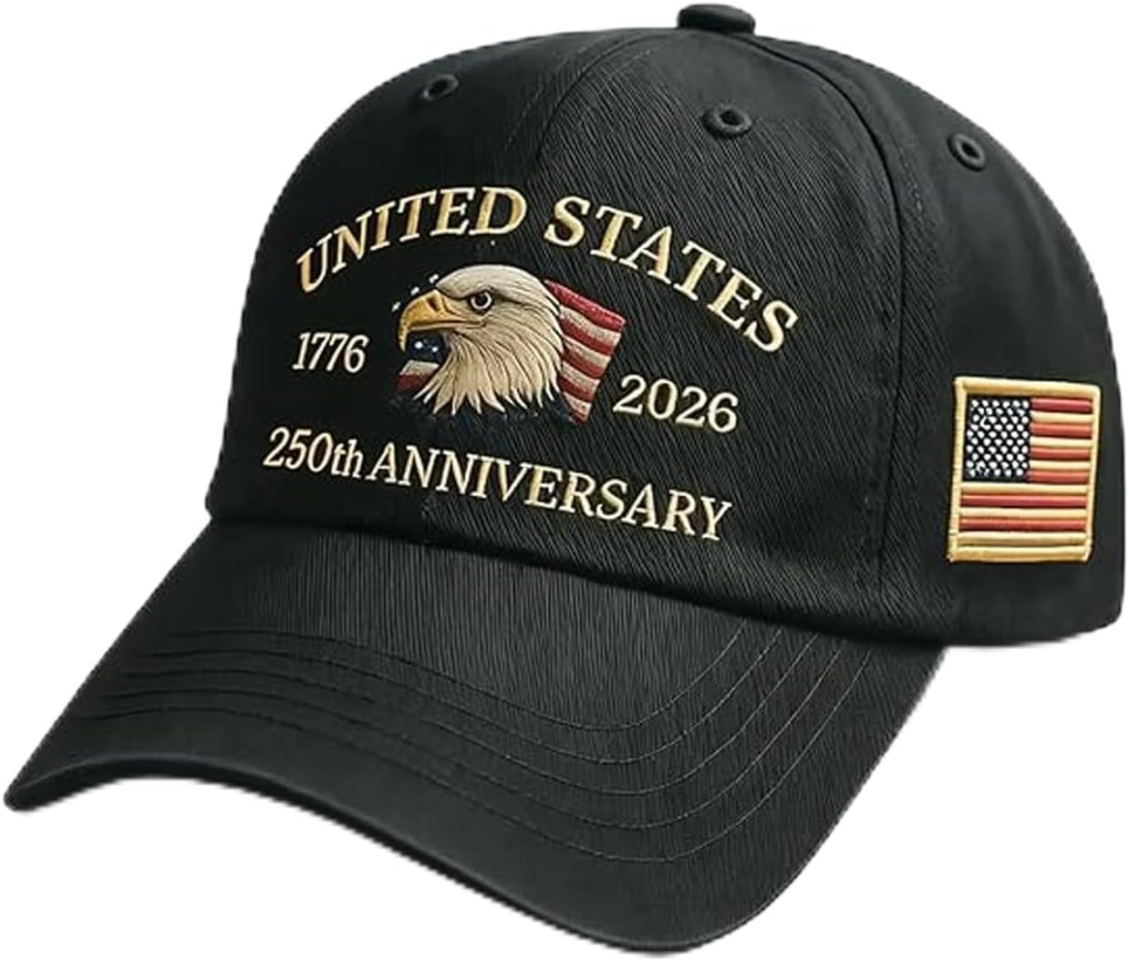 US 250th Anniversary Baseball Cap - Patriotic Eagle Embroidered Cap, Adjustable Cotton Baseball Cap for Both Men and Women