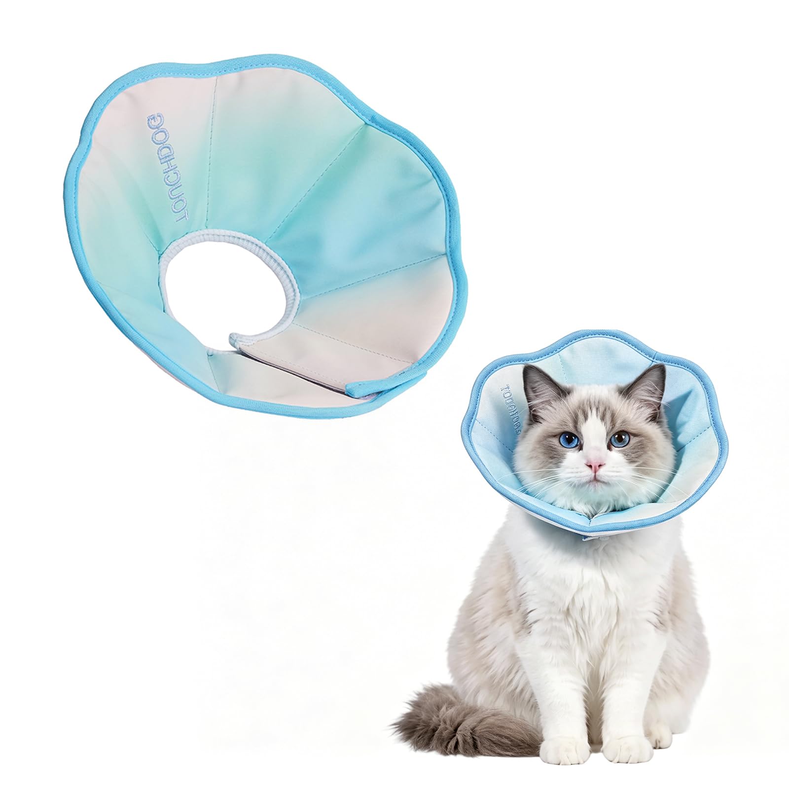 Touchdog Soft Cat Cone Collar, Waterproof Recovery E-Collar, Lightweight
