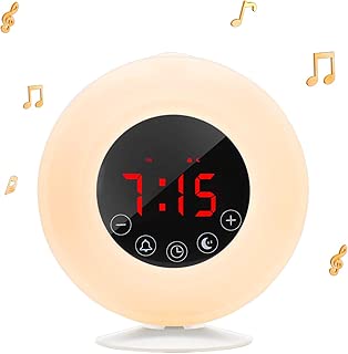 Wake-Up Light Sunrise Alarm Clock Radio with Sunrise Sunset Simulation, Dual Alarm, 4.2 Bluetooth Speaker, 3 Natural Sounds, AM/FM Radio, Snooze Function and Bedside Lamp - coolthings.us