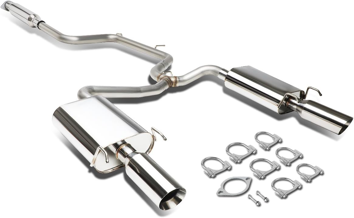 Auto Dynasty 4 Inches Dual Path Muffler Tip Catback Exhaust System Compatible with 1997-2005 Pontiac Grand Prix Chevy Impala Monte Carlo 3.8L 5.3L, Stainless Steel