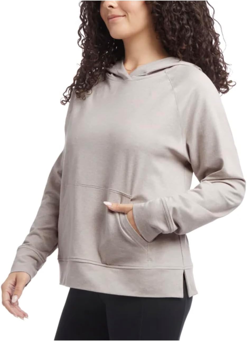 Danskin Women's Long Sleeve Melange Hoodie Pullover with Kangaroo Pocket