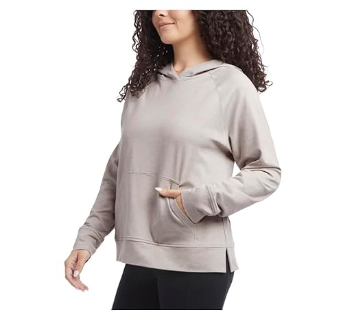 Danskin Women's Long Sleeve Melange Hoodie Pullover with Kangaroo Pocket