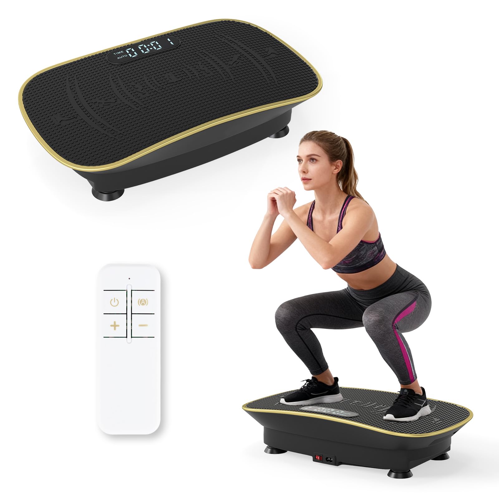 DORTALA Vibration Plate Exercise Machine, Shake Vibrating Fitness Platform with Remote, 10 Speed, LED Display, Full Body Workout Shaker Machine Board for Lymphatic Drainage, Weight Loss