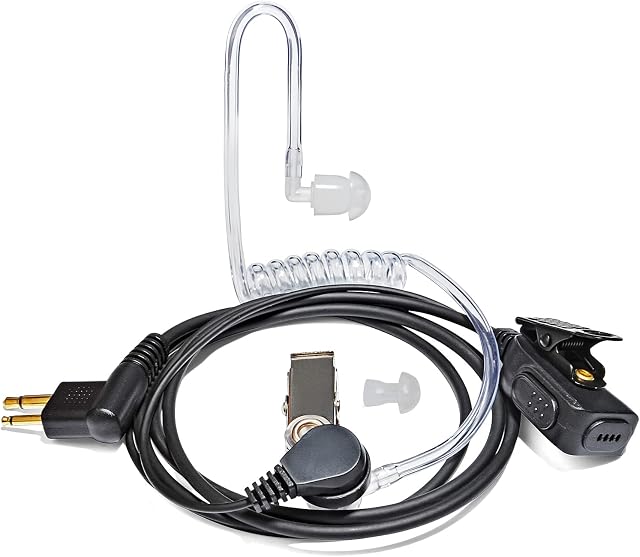 UAYESOK Surveillance Radio 2 Pin Earpiece, Acoustic Tube Covert Walkie Talkie Headset for Motorola CP040 DP1400 CP200 XT420 XT460 CLS1110 CLS1140 Hytera PD405 PD505 Security 2 Way Radio with PTT Mic