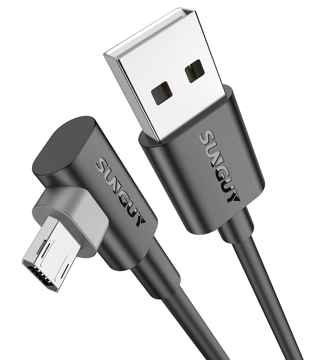 SUNGUY Right Angle Micro USB Cable 6FT [10 Pack], 18W 90 Degree Micro USB Cable Fast Charging USB 2.0 Data Sync Compatible for Samsung Galaxy S7 Edge S6 S5, Moto E6 5 4, LG-Black