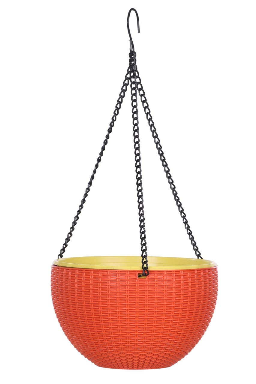 AASHU self Watering Hanging Flower pots for Balcony,Planter pots Hanging with Chain (size-10 inch,Color-Orange)- Pack of 1 (B08353D4WD) Amazon Price History, Amazon Price Tracker