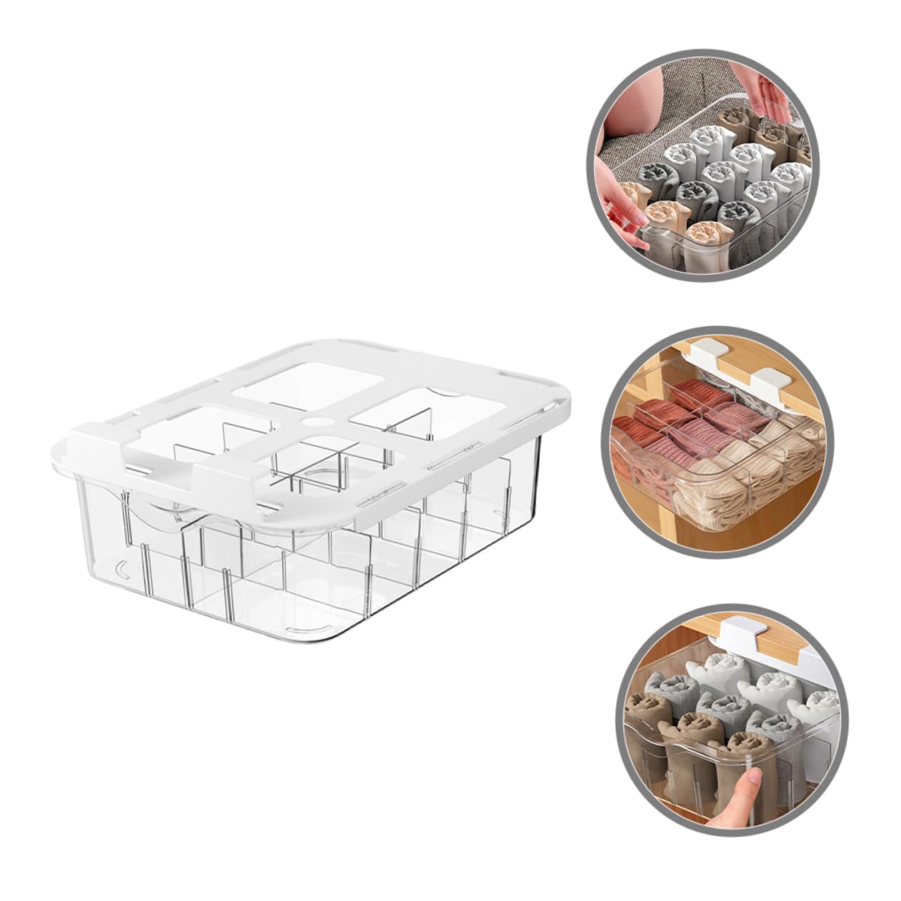 Socken und Unterwäsche Schubladenorganizer mit Deckel, Pet, Multi Gitter
