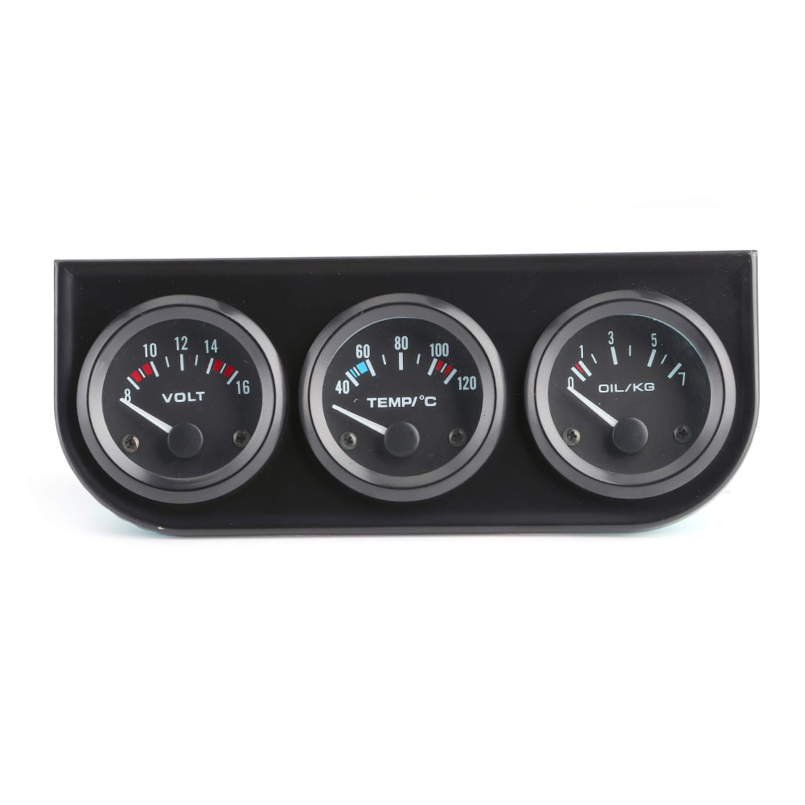 Uniwersalny zestaw manometrów samochodowych 3 w 1 12 V, czarny metal, 52 mm, 2 cale, woltomierz, wskaźnik ciśnienia oleju dla entuzjastów motoryzacji