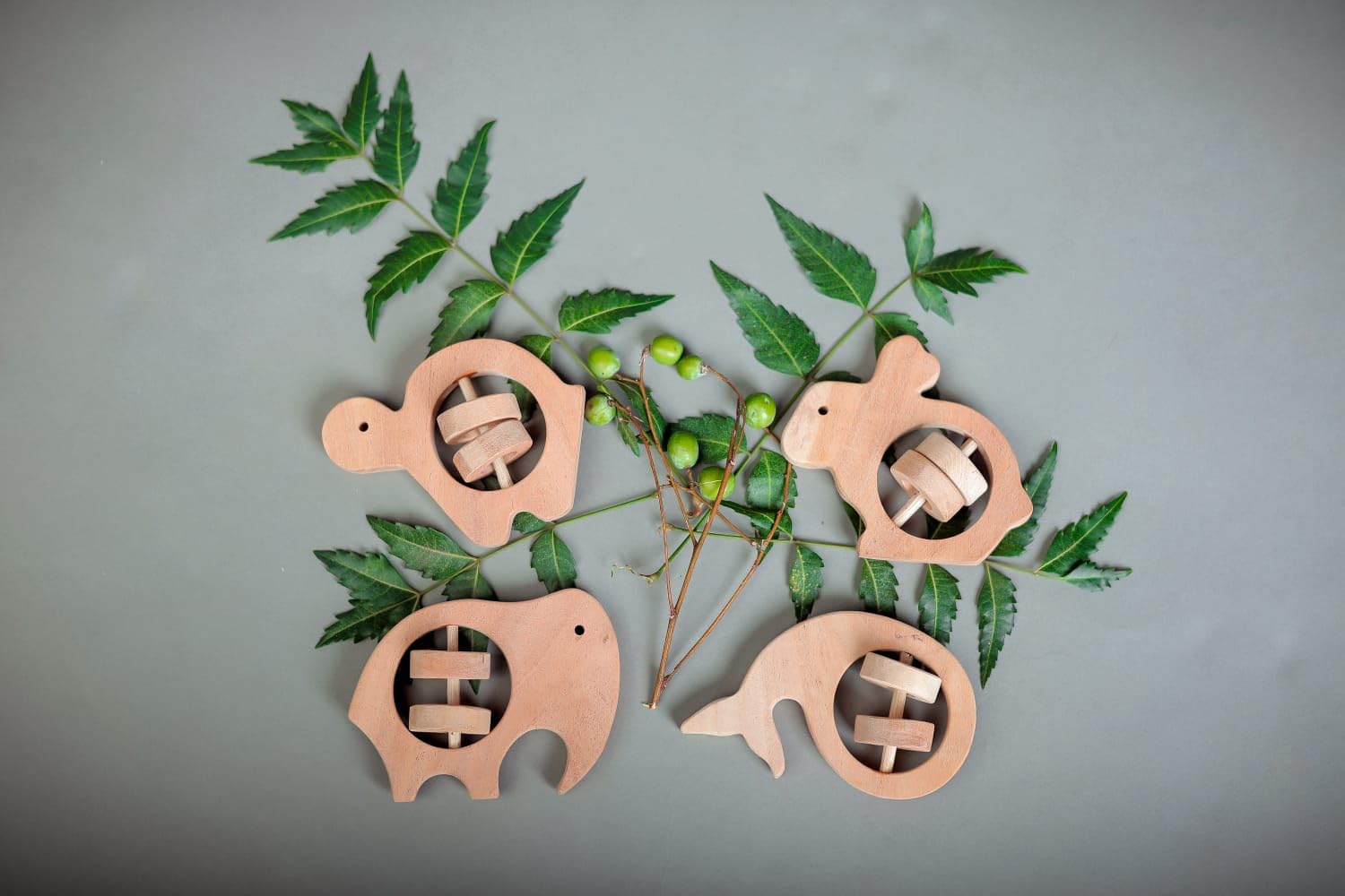 Natural Neem Wood Baby Teether – Handmade Animal Shape Wooden Toy – Non-Toxic, Organic Chew Aid for Teething – Safe for Gums – Biodegradable, Eco-Friendly Gift for Infants & Toddlers (4, Neem Wood Baby Teether Set - 2)-image-34