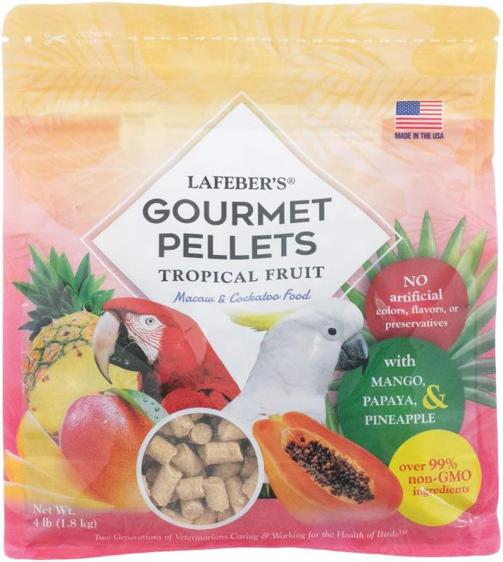 Tropical Fruit Gourmet Pellets Pet Bird Food, No Added Sugar, Made with Non-GMO and Human-Grade Ingredients, for Macaws and Cockatoos, 4 lb