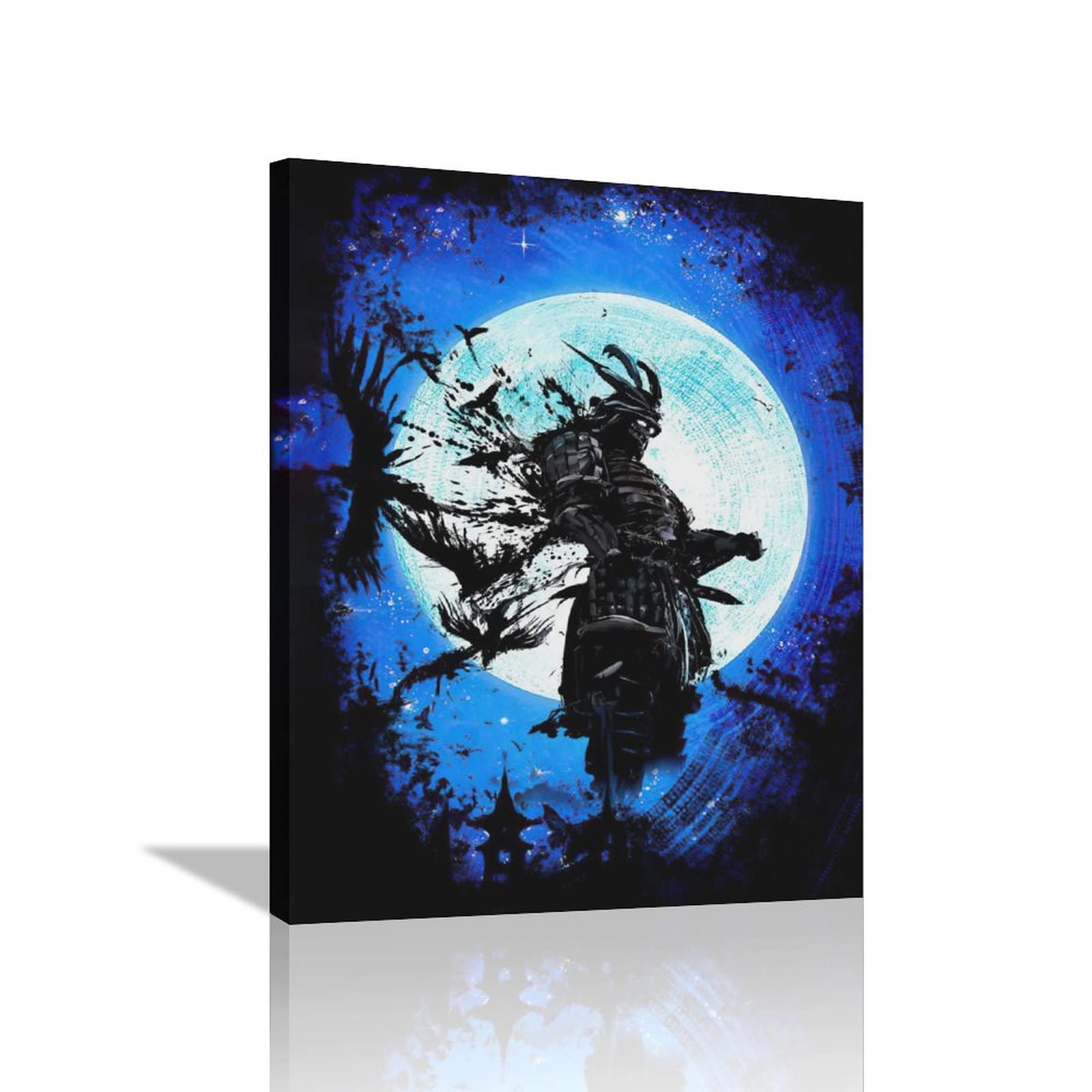NETEDA Japanese Samurai Wall Art Pictures Decor Armored painting Canvas Prints Bushido Inspirational Poster Artwork Modern Home Framed for Bedroom Living Room Office Bedroom, 12 In x16 ,