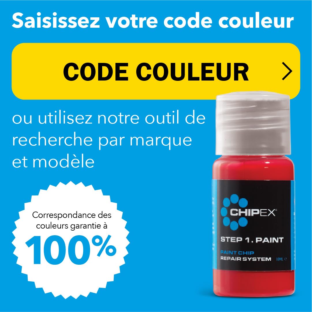 Chipex Kit de retouche Kit de réparation de rayures, peinture automobile mélangée selon le code couleur pour tous les modèles – Correspondance exacte garantie – Version Pro (grand format)