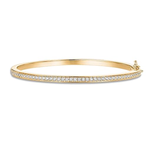 PAVOI 14K Gold Plated Cubic Zirconia Bangle Tennis Bracelets for Women | Classic Love Cuff Bangle Bracelets