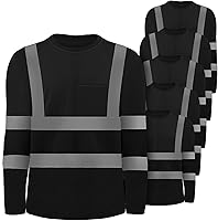Vista 10 de Zhanmai 6 Pack Long Sleeve Safety Shirt High Visibility Reflective Class 3 Hi Vis Construction Safety Shirt with Pocket