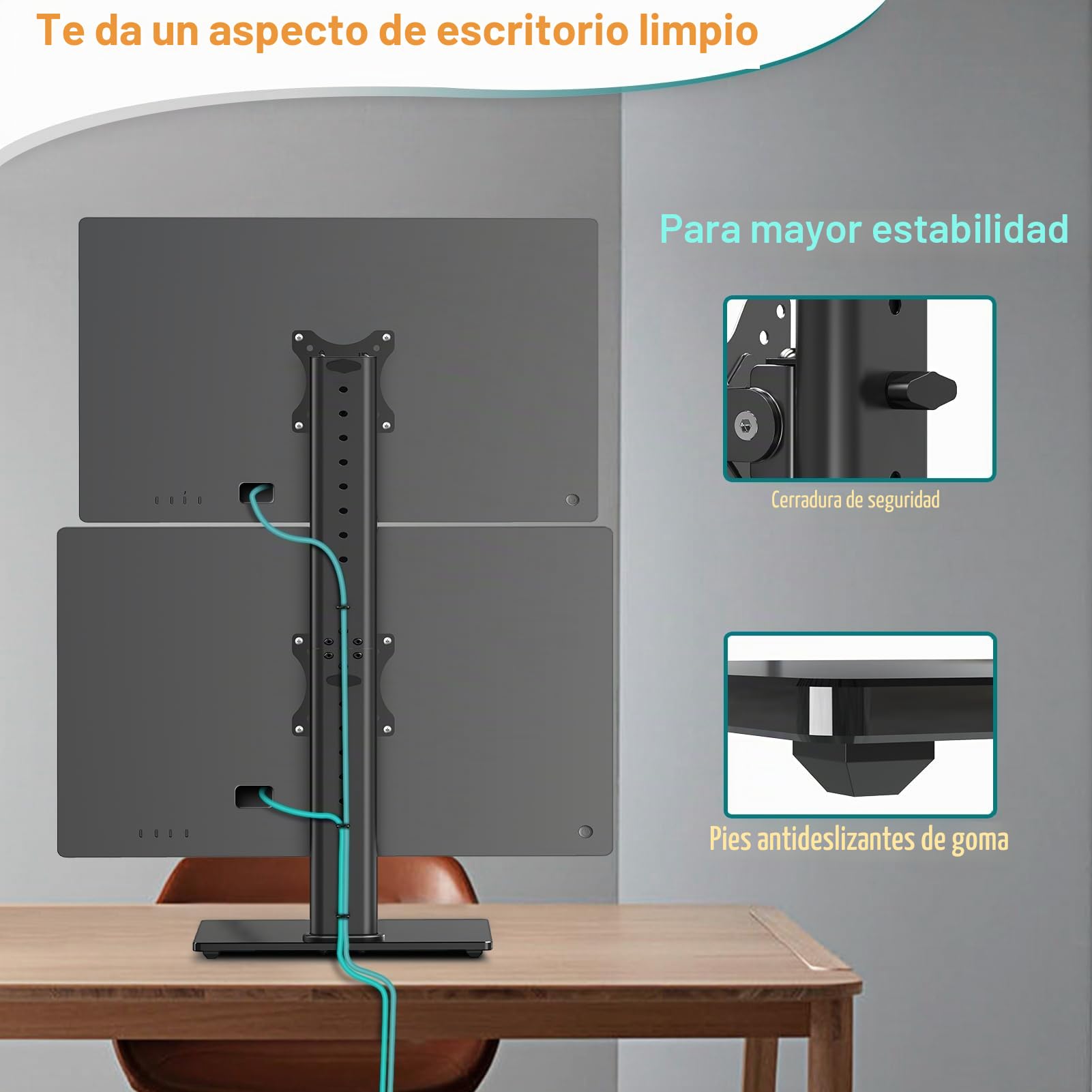 ELIVED EV2012 - Soporte de monitor dual para escritorio, brazo de monitor independiente para la mayoría de monitores de 13 a 32 pulgadas con VESA 75 x 75/100 x 100 mm hasta 15 kg, rotación de 360° de