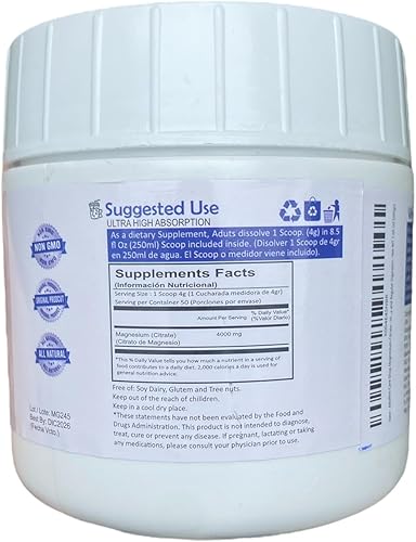 Miniatura 3 de Alkaline Care  Suplemento en polvo de citrato de magnesio, antiestrés, sin gluten, sin OMG y original sin sabor, apoya el sueño, los músculos, la