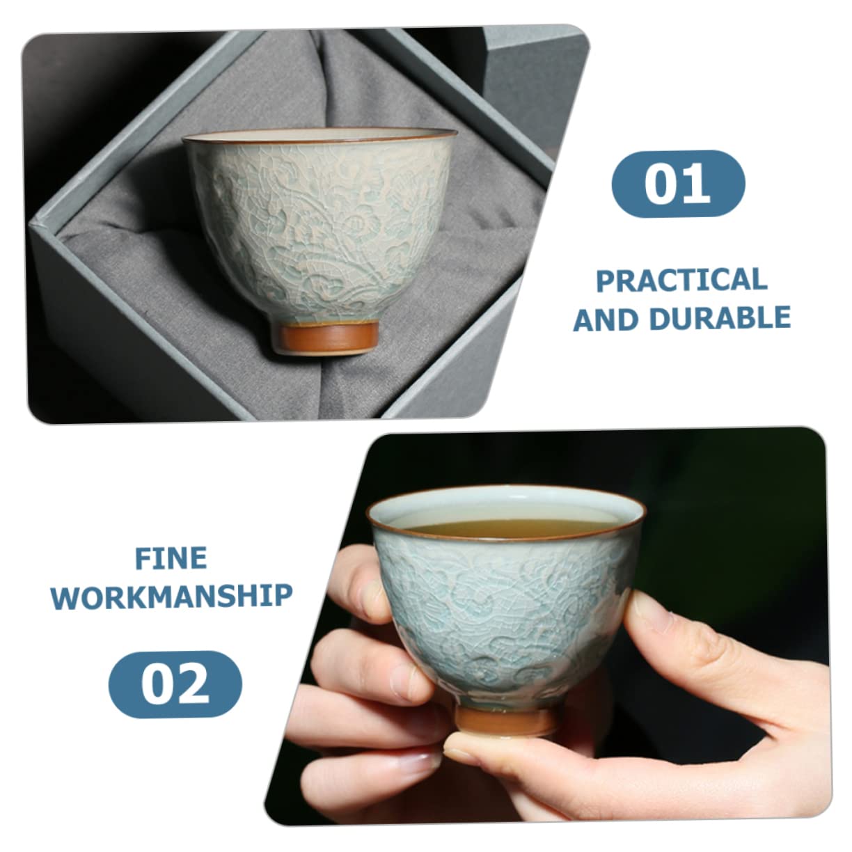 Cabilock 3sets Tazza Da Tè Porcellana Cinese Con Coperchio e Sottotazza Design Retro Capacità Perfetta Per Oolong e Puerh Per Appassionati Di Tè
