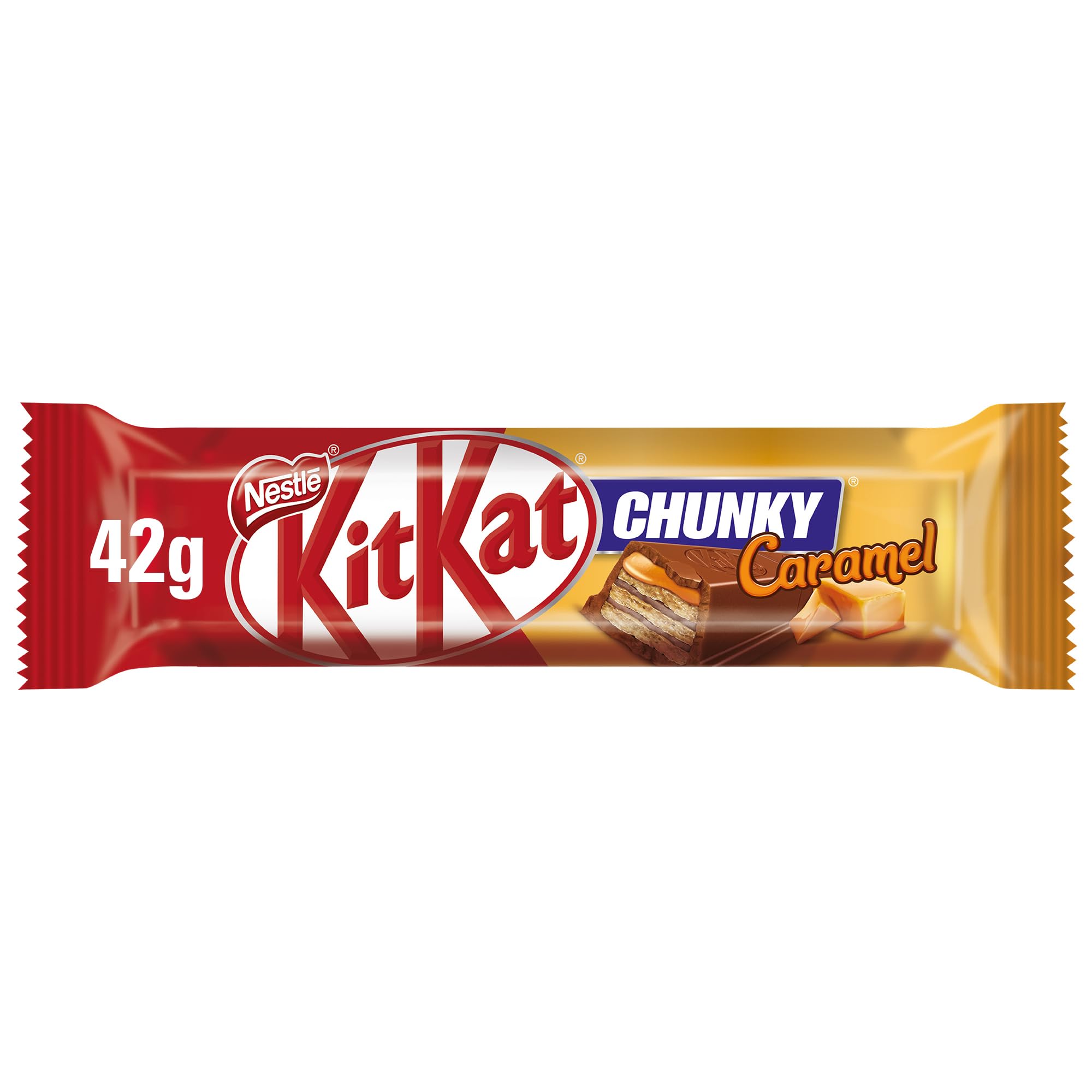 Chunky Caramel Chocolate Bar Wafer Bar with Gooey Caramel Center, 42 grams