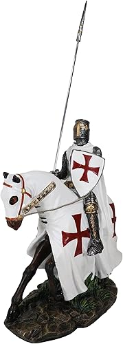 Miniatura 1 de Ebros Gift Holy Wars - Caballero cruzado encubierto inglés con lanza en caballería pesada blindada, estatua de caballo de caballería pesada de 8