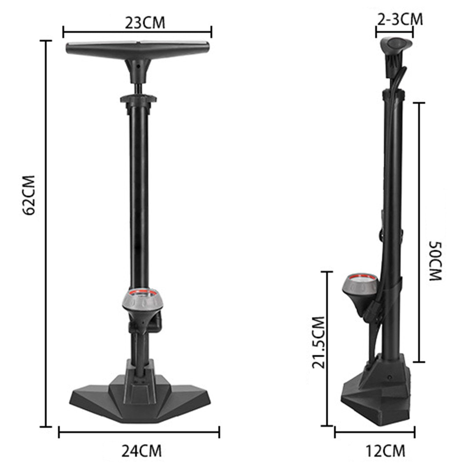 Bodenfahrradpumpe, Hochdruck 170 Psi Luftpumpe mit Manometer, Passend für Schrader- und Presta-Ventiltypen, Tragbare Luftpumpe, Fahrradzubehör
