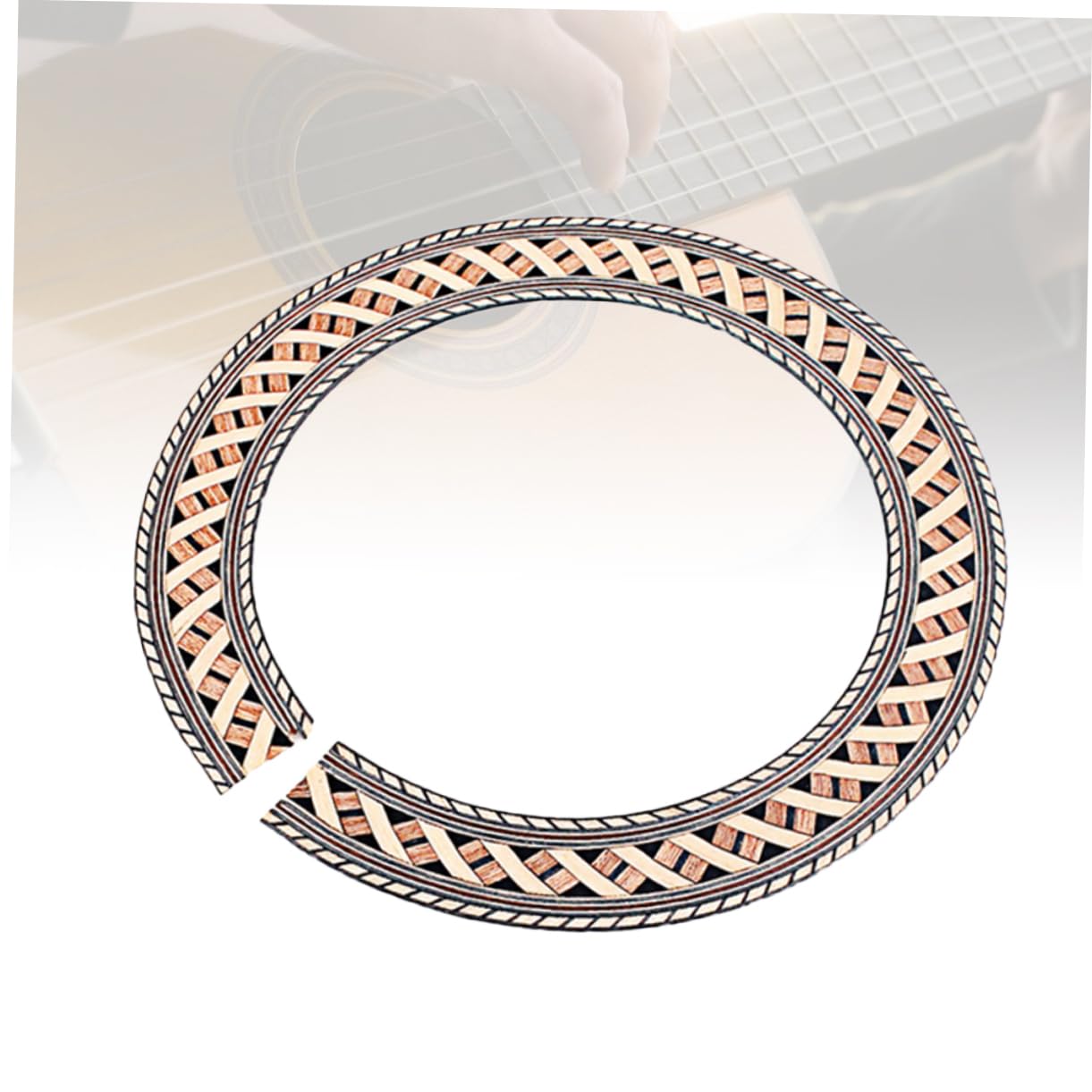 BESPORTBLE Wooden Guitar Rosette Decal Curved Strips for Sound Hole Inlay Easy to Apply Acoustic Guitar Accessory Laminated Design for Minimal Sanding Non Damaging and Removable