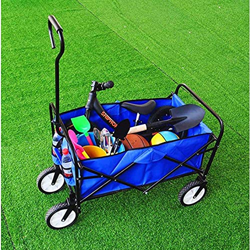 Carretilla Plegable para Jardín, Carro de Camping, Carretilla de Compras Plegable con Bolsa Lateral y Bolsa de Almacenaje, Azul miniatura 3