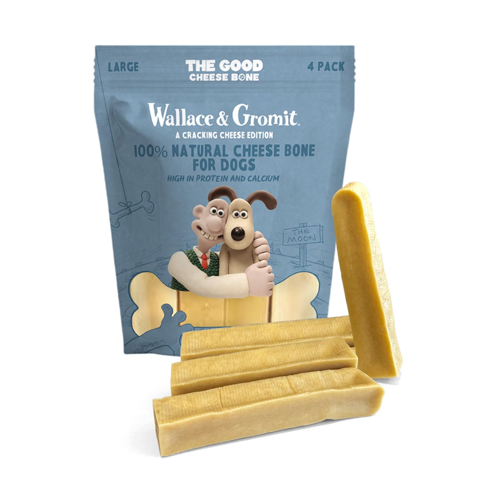 Cheese Bones for Dogs – Long Lasting Himalayan Yak Dog Chews, Natural Dental Sticks for Teeth Cleaning & Plaque Removal – High Protein, Low Fat – Large 4 Pack