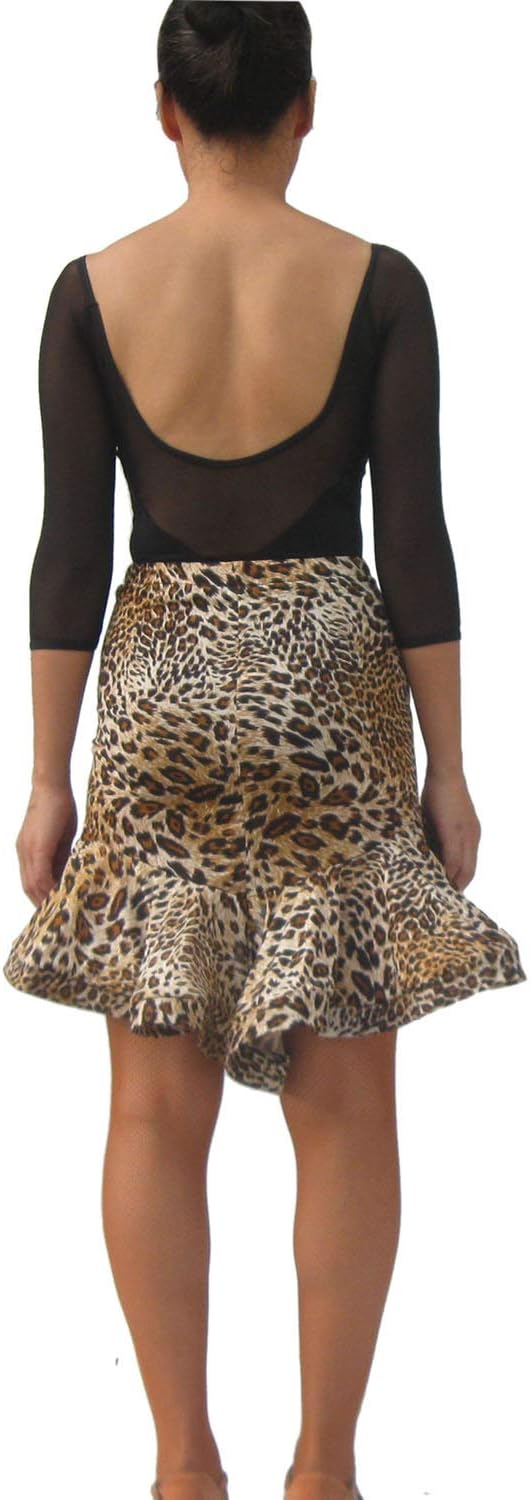 Whitewed Short Flare Ruffle Latin Rumba Tango Salsa Cha Cha Dance Practice Skirt