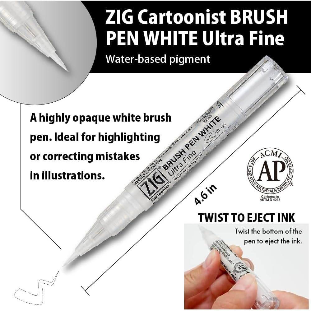 Kuretake ZIG INKTOBER SPECIAL - Juego de 3 bolígrafos ZIG, color blanco, IKTB-24/3V