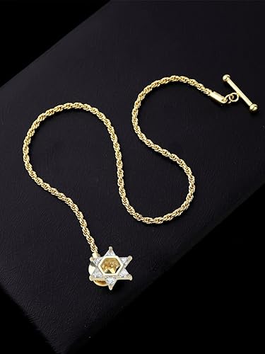 Miniatura 4 de Cadena de estrella de David de circonita cúbica para hombre, para traje, boda, fiesta, cristal, religioso, estrella judía, broche de solapa con