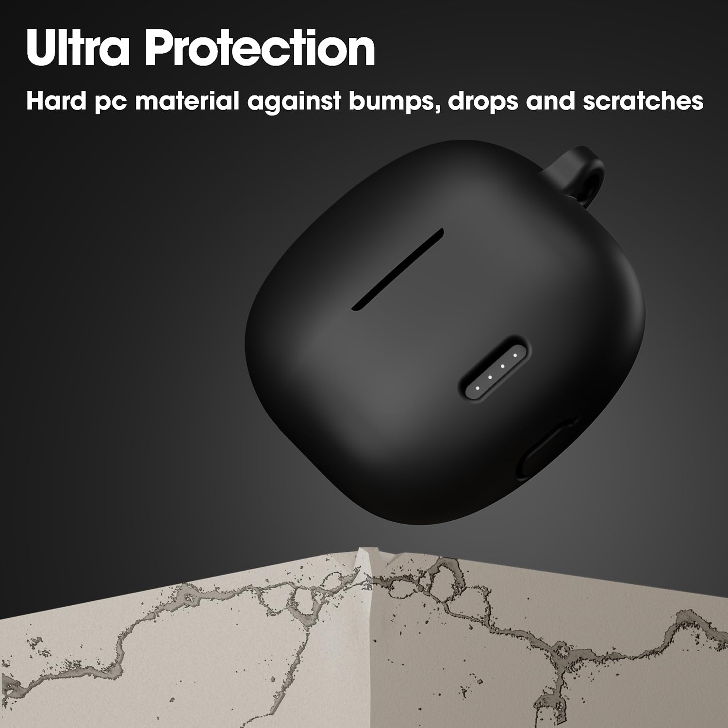 Sounce Earphone Case Cover Compatible for Noise Buds VS104, Soft Silicone Skin Case Cover Shock-Absorbing Protective Case with Keychain [Front LED Visible] - Black — Amazon image 3