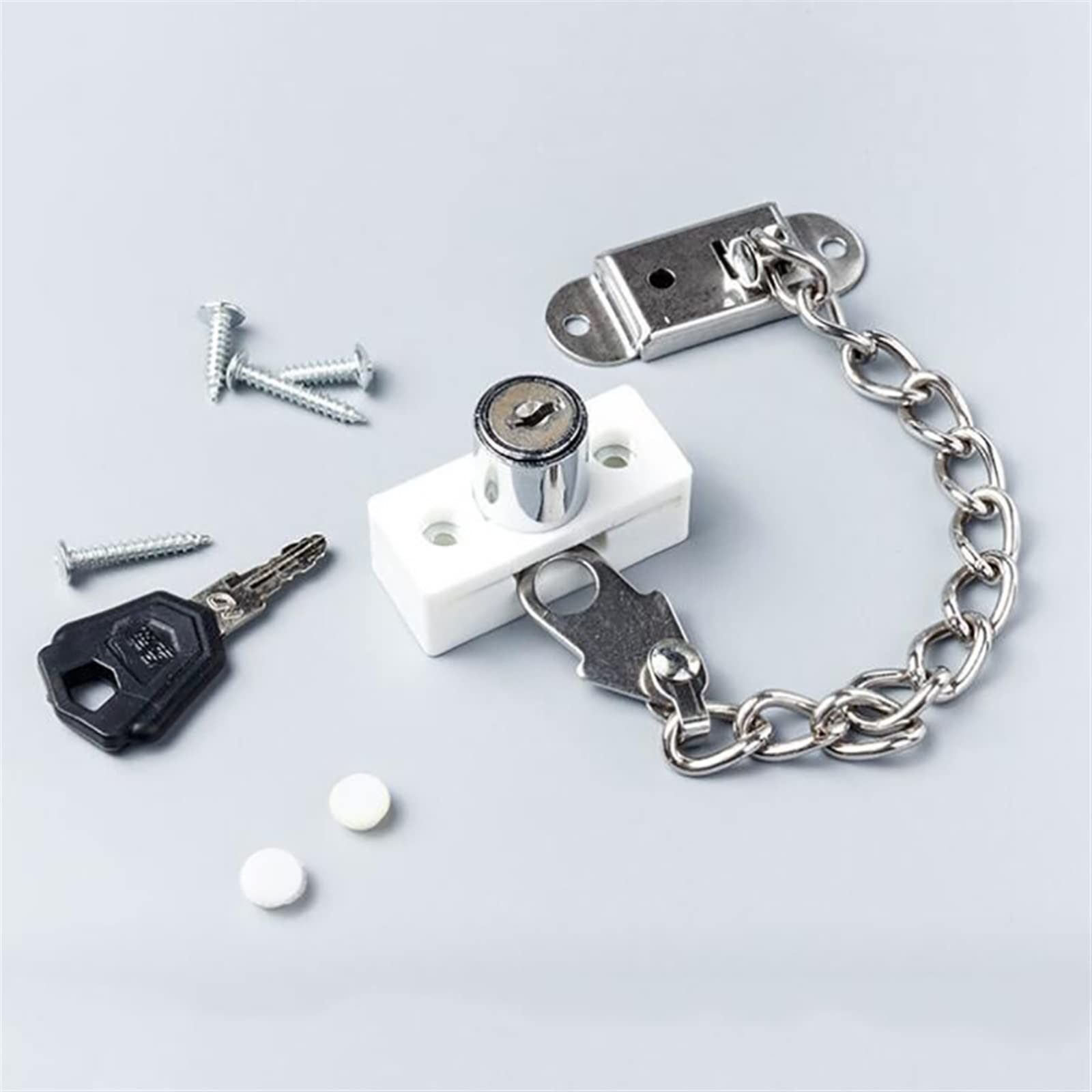 Serrures à chaîne Serrure à chaîne de fenêtre en Alliage de Zinc, Serrure à chaîne de sécurité de Porte de Garde, avec clé, utilisée for Le matériel ménager antivol de fenêtre à battants