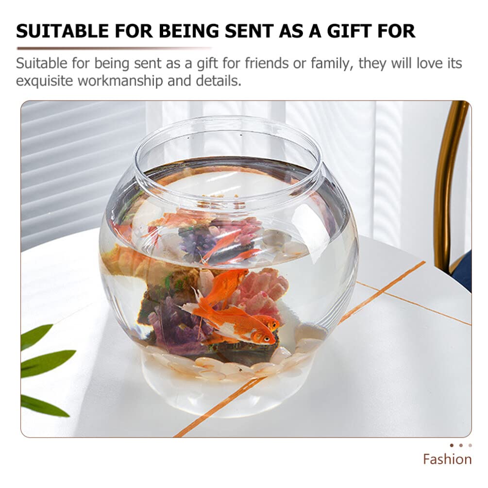 INOOMP Aquarium De Table Transparent Rond 15X15X13 Cm Bol À Poisson en Plastique Robuste Décoration Élégante pour Bureau Maison Ou Cadeau