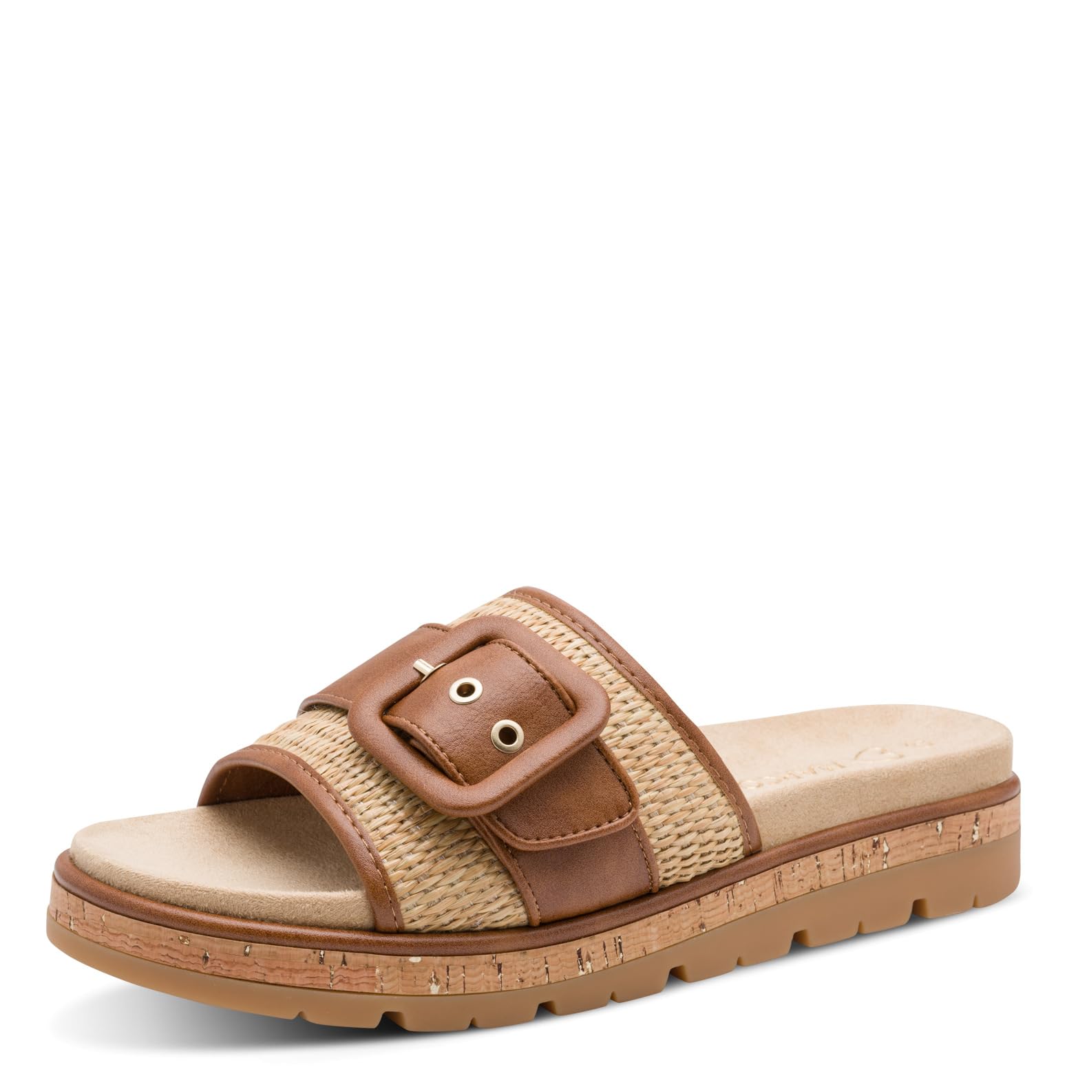 Marco Tozzi Women Sandal Soft Feel Me Footbed Soft Lining Summer, Brown (Cognac Comb), 8.5 UK